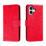 Lace Flower Embossing Flip Leather Phone Case, For iPhone 16, For iPhone 15 Pro Max, For iPhone 15 Pro, For iPhone 15 Plus, For iPhone 15