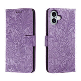 Lace Flower Embossing Flip Leather Phone Case, For iPhone 17e / 16e, For iPhone 17 Pro Max, For iPhone 17 Pro, For iPhone 17, For iPhone Air, For iPhone 16 Pro Max, For iPhone 16 Pro, For iPhone 16 Plus