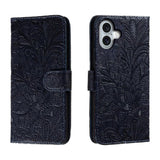 Lace Flower Embossing Flip Leather Phone Case, For iPhone 17e / 16e, For iPhone 17 Pro Max, For iPhone 17 Pro, For iPhone 17, For iPhone Air, For iPhone 16 Pro Max, For iPhone 16 Pro, For iPhone 16 Plus