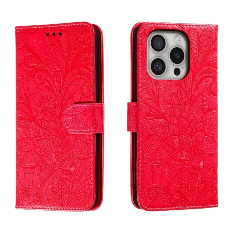 Lace Flower Embossing Flip Leather Phone Case, For iPhone 17e / 16e, For iPhone 17 Pro Max, For iPhone 17 Pro, For iPhone 17, For iPhone Air, For iPhone 16 Pro Max, For iPhone 16 Pro, For iPhone 16 Plus