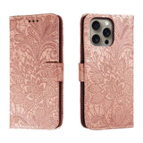 Lace Flower Embossing Flip Leather Phone Case, For iPhone 17e / 16e, For iPhone 17 Pro Max, For iPhone 17 Pro, For iPhone 17, For iPhone Air, For iPhone 16 Pro Max, For iPhone 16 Pro, For iPhone 16 Plus