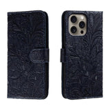Lace Flower Embossing Flip Leather Phone Case, For iPhone 17e / 16e, For iPhone 17 Pro Max, For iPhone 17 Pro, For iPhone 17, For iPhone Air, For iPhone 16 Pro Max, For iPhone 16 Pro, For iPhone 16 Plus