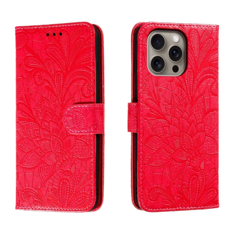 Lace Flower Embossing Flip Leather Phone Case, For iPhone 17e / 16e, For iPhone 17 Pro Max, For iPhone 17 Pro, For iPhone 17, For iPhone Air, For iPhone 16 Pro Max, For iPhone 16 Pro, For iPhone 16 Plus