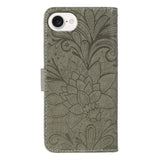 Lace Flower Embossing Flip Leather Phone Case, For iPhone 17e / 16e, For iPhone 17 Pro Max, For iPhone 17 Pro, For iPhone 17, For iPhone Air, For iPhone 16 Pro Max, For iPhone 16 Pro, For iPhone 16 Plus