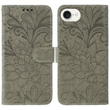Lace Flower Embossing Flip Leather Phone Case, For iPhone 17e / 16e, For iPhone 17 Pro Max, For iPhone 17 Pro, For iPhone 17, For iPhone Air, For iPhone 16 Pro Max, For iPhone 16 Pro, For iPhone 16 Plus