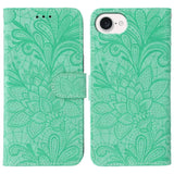 Lace Flower Embossing Flip Leather Phone Case, For iPhone 17e / 16e, For iPhone 17 Pro Max, For iPhone 17 Pro, For iPhone 17, For iPhone Air, For iPhone 16 Pro Max, For iPhone 16 Pro, For iPhone 16 Plus