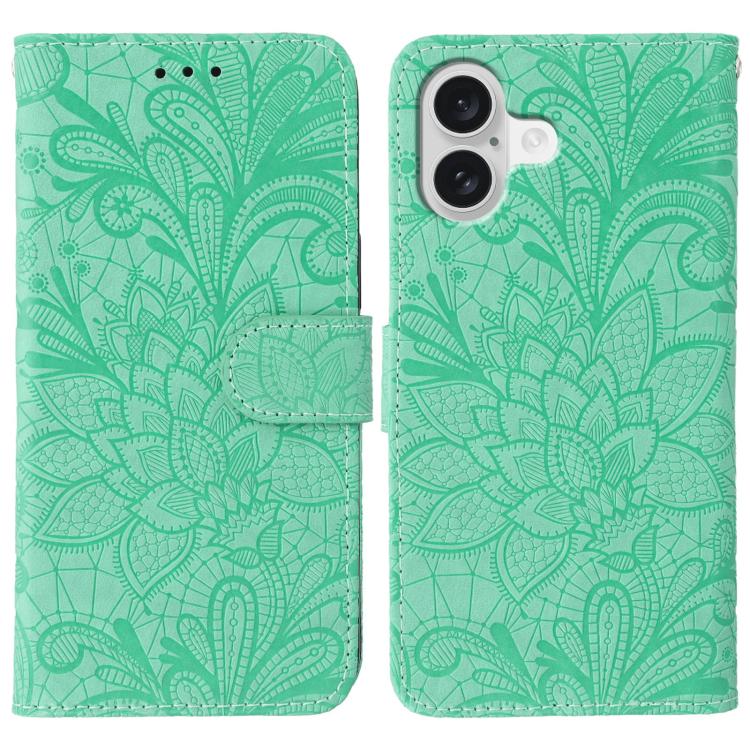 Lace Flower Embossing Flip Leather Phone Case, For iPhone 17e / 16e, For iPhone 17 Pro Max, For iPhone 17 Pro, For iPhone 17, For iPhone Air, For iPhone 16 Pro Max, For iPhone 16 Pro, For iPhone 16 Plus