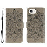 Sun Mandala Embossing Leather Phone Case, For iPhone 16e / 17e, For iPhone 17 Pro Max, For iPhone 17 Pro, For iPhone 17, For iPhone Air, For iPhone 15 Pro Max