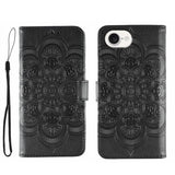 Sun Mandala Embossing Leather Phone Case, For iPhone 16e / 17e, For iPhone 17 Pro Max, For iPhone 17 Pro, For iPhone 17, For iPhone Air, For iPhone 15 Pro Max