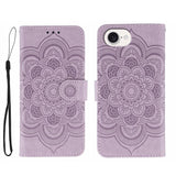 Sun Mandala Embossing Leather Phone Case, For iPhone 16e / 17e, For iPhone 17 Pro Max, For iPhone 17 Pro, For iPhone 17, For iPhone Air, For iPhone 15 Pro Max