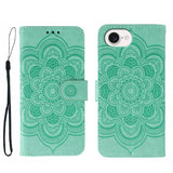 Sun Mandala Embossing Leather Phone Case, For iPhone 16e / 17e, For iPhone 17 Pro Max, For iPhone 17 Pro, For iPhone 17, For iPhone Air, For iPhone 15 Pro Max