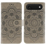 Sun Mandala Embossing Leather Phone Case, For iPhone 16e / 17e, For iPhone 17 Pro Max, For iPhone 17 Pro, For iPhone 17, For iPhone Air, For iPhone 15 Pro Max