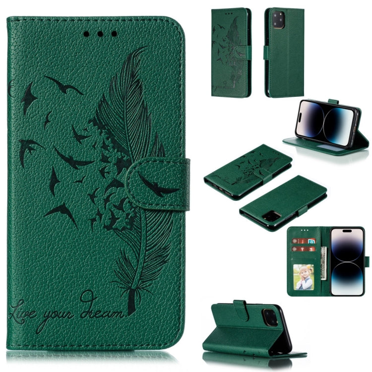 Feather Pattern Litchi Texture Leather Phone Case, For iPhone 17 Pro Max, For iPhone 17 Pro, For iPhone 17, For iPhone Air, For iPhone 15 Pro Max, For iPhone 15 Pro, For iPhone 15 Plus, For iPhone 15