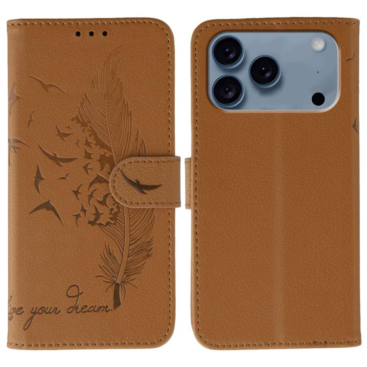 Feather Pattern Litchi Texture Leather Phone Case, For iPhone 17 Pro Max, For iPhone 17 Pro, For iPhone 17, For iPhone Air, For iPhone 15 Pro Max, For iPhone 15 Pro, For iPhone 15 Plus, For iPhone 15
