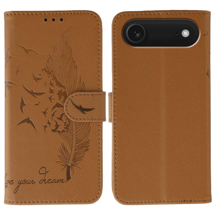 Feather Pattern Litchi Texture Leather Phone Case, For iPhone 17 Pro Max, For iPhone 17 Pro, For iPhone 17, For iPhone Air, For iPhone 15 Pro Max, For iPhone 15 Pro, For iPhone 15 Plus, For iPhone 15