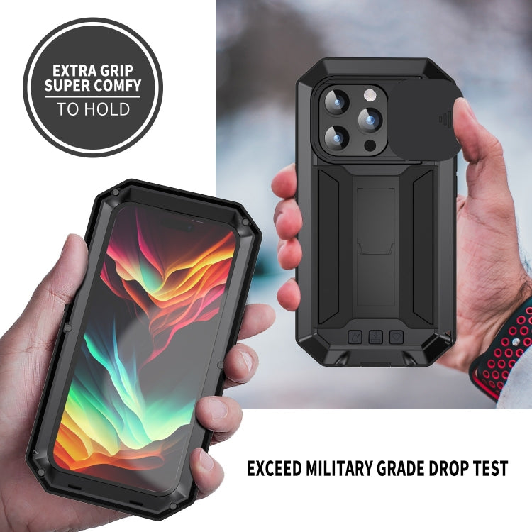 R-JUST Sliding Camera IP54 Life Waterproof Holder Phone Case, For iPhone 15 Pro Max, For iPhone 15 Pro, For iPhone 15 Plus, For iPhone 15