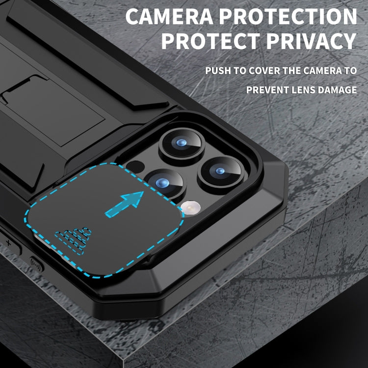 R-JUST Sliding Camera IP54 Life Waterproof Holder Phone Case, For iPhone 15 Pro Max, For iPhone 15 Pro, For iPhone 15 Plus, For iPhone 15