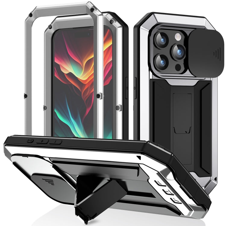 R-JUST Sliding Camera IP54 Life Waterproof Holder Phone Case, For iPhone 15 Pro Max, For iPhone 15 Pro, For iPhone 15 Plus, For iPhone 15