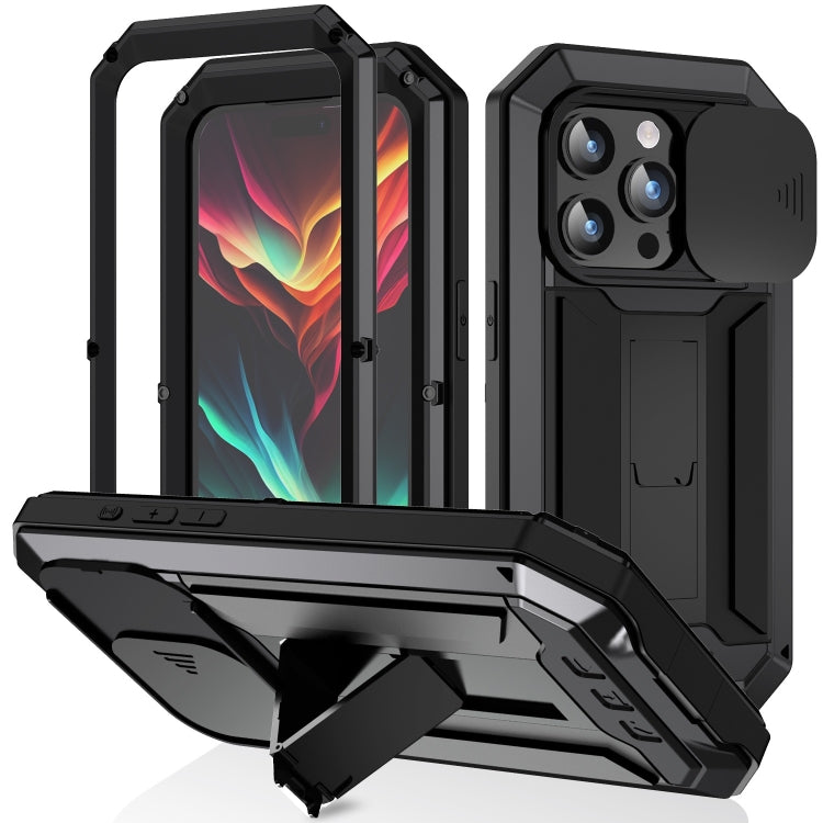 R-JUST Sliding Camera IP54 Life Waterproof Holder Phone Case, For iPhone 15 Pro Max, For iPhone 15 Pro, For iPhone 15 Plus, For iPhone 15