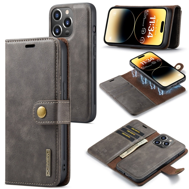 DG.MING Crazy Horse Texture Detachable Magnetic Leather Phone Case, For iPhone 15 Pro Max, For iPhone 15 Pro, For iPhone 15 Plus, For iPhone 15