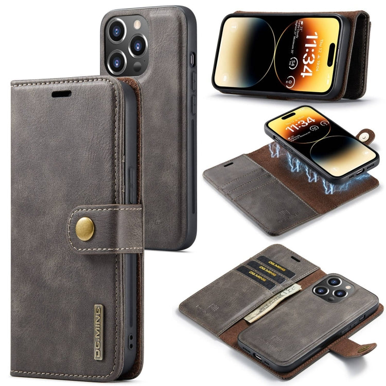 DG.MING Crazy Horse Texture Detachable Magnetic Leather Phone Case, For iPhone 15 Pro Max, For iPhone 15 Pro, For iPhone 15 Plus, For iPhone 15