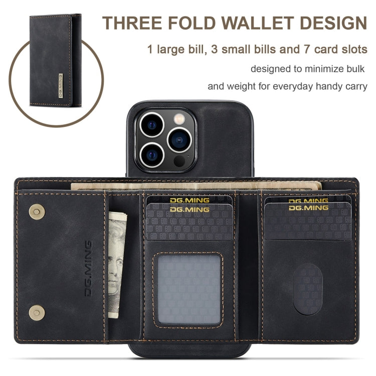 DG.MING M1 Series 3-Fold Multi Card Wallet Leather Phone Case, For iPhone 15 Pro Max, For iPhone 15 Pro, For iPhone 15 Plus, For iPhone 15
