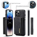 DG.MING M1 Series 3-Fold Multi Card Wallet Leather Phone Case, For iPhone 15 Pro Max, For iPhone 15 Pro, For iPhone 15 Plus, For iPhone 15
