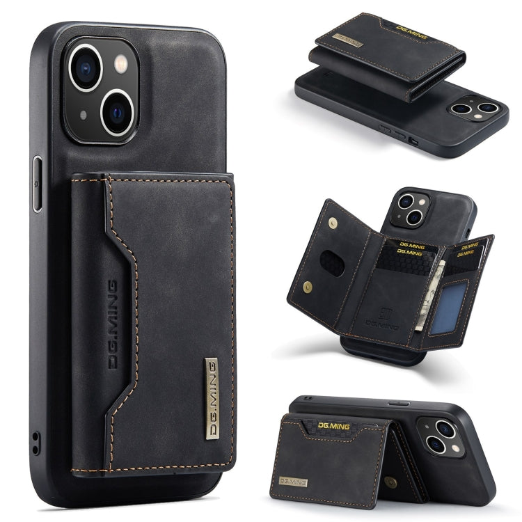 DG.MING M2 Series 3-Fold Card Bag Wallet Leather Phone Case, For iPhone 15 Pro Max, For iPhone 15 Pro, For iPhone 15 Plus, For iPhone 15