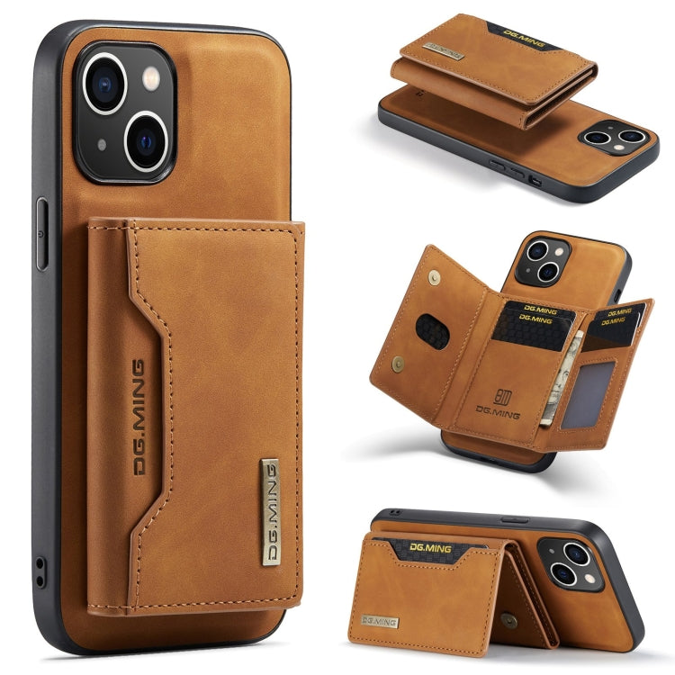 DG.MING M2 Series 3-Fold Card Bag Wallet Leather Phone Case, For iPhone 15 Pro Max, For iPhone 15 Pro, For iPhone 15 Plus, For iPhone 15