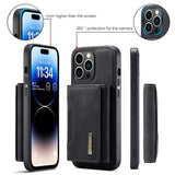 DG.MING M2 Series 3-Fold Card Bag Wallet Leather Phone Case, For iPhone 15 Pro Max, For iPhone 15 Pro, For iPhone 15 Plus, For iPhone 15