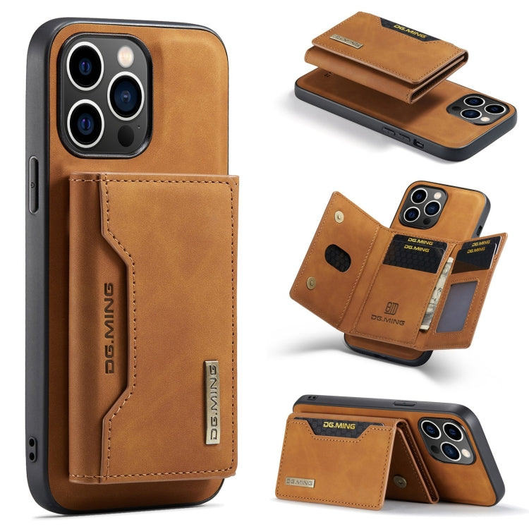 DG.MING M2 Series 3-Fold Card Bag Wallet Leather Phone Case, For iPhone 15 Pro Max, For iPhone 15 Pro, For iPhone 15 Plus, For iPhone 15
