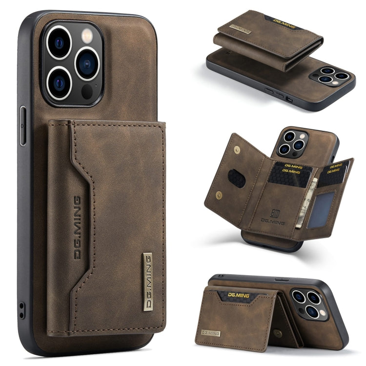 DG.MING M2 Series 3-Fold Card Bag Wallet Leather Phone Case, For iPhone 15 Pro Max, For iPhone 15 Pro, For iPhone 15 Plus, For iPhone 15