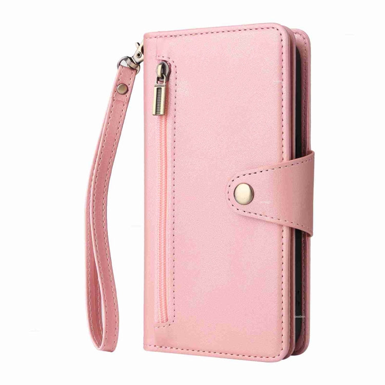 Rivet Buckle 9 Cards Three Fold Leather Phone Case, For iPhone 15 Pro Max, For iPhone 15 Pro, For iPhone 15 Plus, For iPhone 15