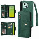 Rivet Buckle 9 Cards Three Fold Leather Phone Case, For iPhone 15 Pro Max, For iPhone 15 Pro, For iPhone 15 Plus, For iPhone 15