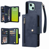 Rivet Buckle 9 Cards Three Fold Leather Phone Case, For iPhone 15 Pro Max, For iPhone 15 Pro, For iPhone 15 Plus, For iPhone 15