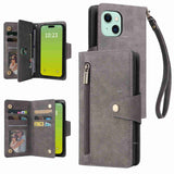 Rivet Buckle 9 Cards Three Fold Leather Phone Case, For iPhone 15 Pro Max, For iPhone 15 Pro, For iPhone 15 Plus, For iPhone 15