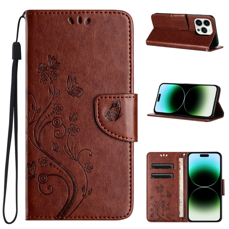 Butterfly Flower Pattern Flip Leather Phone Case, For iPhone 16 Pro, For iPhone 16 Plus, For iPhone 16, For iPhone 15 Pro Max, For iPhone 15 Pro, For iPhone 15 Plus