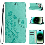 Butterfly Flower Pattern Flip Leather Phone Case, For iPhone 16 Pro, For iPhone 16 Plus, For iPhone 16, For iPhone 15 Pro Max, For iPhone 15 Pro, For iPhone 15 Plus
