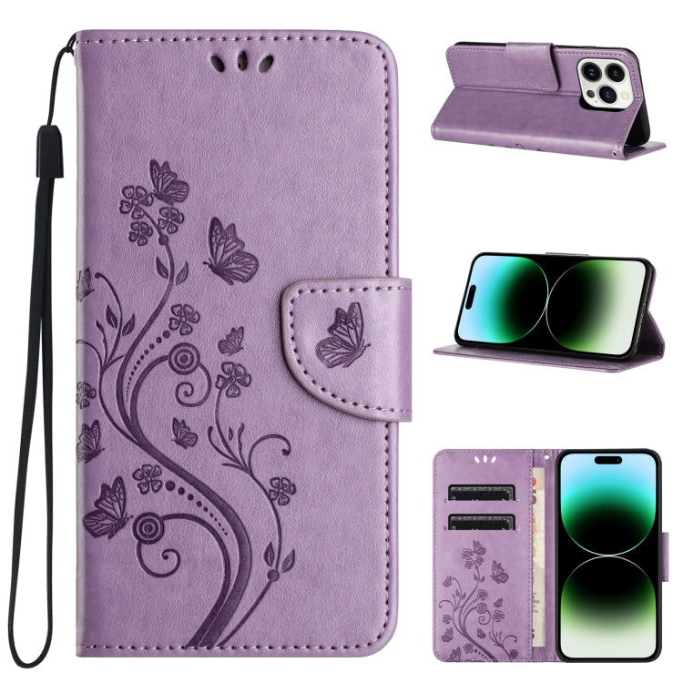 Butterfly Flower Pattern Flip Leather Phone Case, For iPhone 16 Pro, For iPhone 16 Plus, For iPhone 16, For iPhone 15 Pro Max, For iPhone 15 Pro, For iPhone 15 Plus