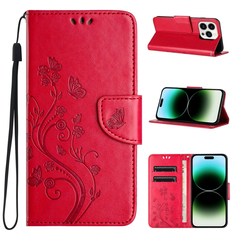 Butterfly Flower Pattern Flip Leather Phone Case, For iPhone 16 Pro, For iPhone 16 Plus, For iPhone 16, For iPhone 15 Pro Max, For iPhone 15 Pro, For iPhone 15 Plus