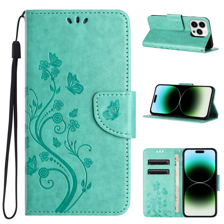 Butterfly Flower Pattern Flip Leather Phone Case, For iPhone 16 Pro, For iPhone 16 Plus, For iPhone 16, For iPhone 15 Pro Max, For iPhone 15 Pro, For iPhone 15 Plus