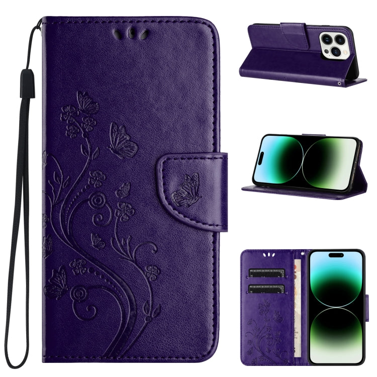 Butterfly Flower Pattern Flip Leather Phone Case, For iPhone 16 Pro, For iPhone 16 Plus, For iPhone 16, For iPhone 15 Pro Max, For iPhone 15 Pro, For iPhone 15 Plus