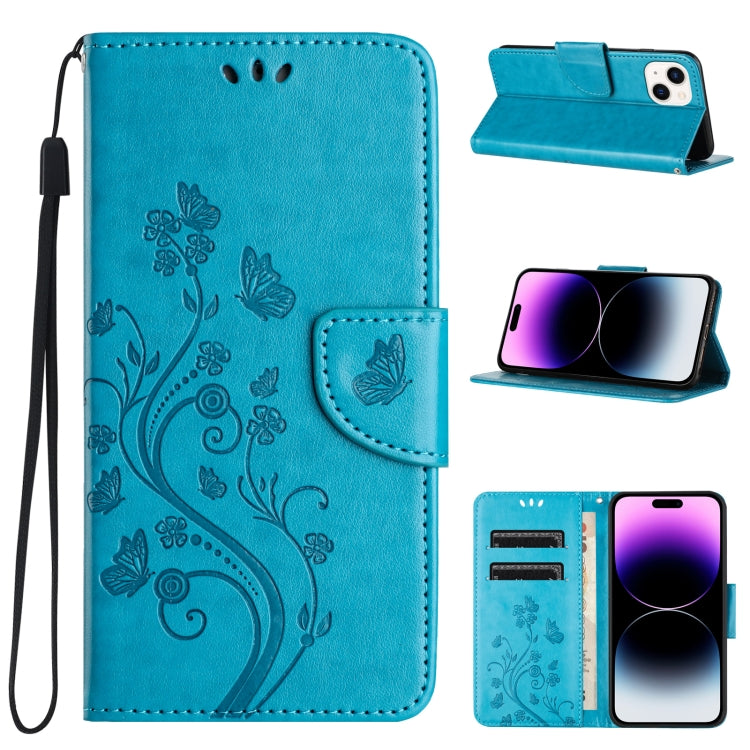 Butterfly Flower Pattern Flip Leather Phone Case, For iPhone 16 Pro, For iPhone 16 Plus, For iPhone 16, For iPhone 15 Pro Max, For iPhone 15 Pro, For iPhone 15 Plus