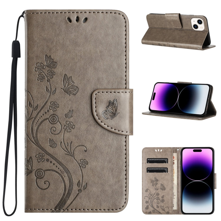 Butterfly Flower Pattern Flip Leather Phone Case, For iPhone 16 Pro, For iPhone 16 Plus, For iPhone 16, For iPhone 15 Pro Max, For iPhone 15 Pro, For iPhone 15 Plus