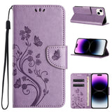 Butterfly Flower Pattern Flip Leather Phone Case, For iPhone 16 Pro, For iPhone 16 Plus, For iPhone 16, For iPhone 15 Pro Max, For iPhone 15 Pro, For iPhone 15 Plus