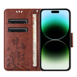 Butterfly Flower Pattern Flip Leather Phone Case, For iPhone 16 Pro, For iPhone 16 Plus, For iPhone 16, For iPhone 15 Pro Max, For iPhone 15 Pro, For iPhone 15 Plus