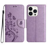 Butterfly Flower Pattern Flip Leather Phone Case, For iPhone 16 Pro, For iPhone 16 Plus, For iPhone 16, For iPhone 15 Pro Max, For iPhone 15 Pro, For iPhone 15 Plus