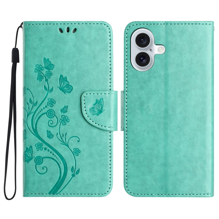 Butterfly Flower Pattern Flip Leather Phone Case, For iPhone 16 Pro, For iPhone 16 Plus, For iPhone 16, For iPhone 15 Pro Max, For iPhone 15 Pro, For iPhone 15 Plus
