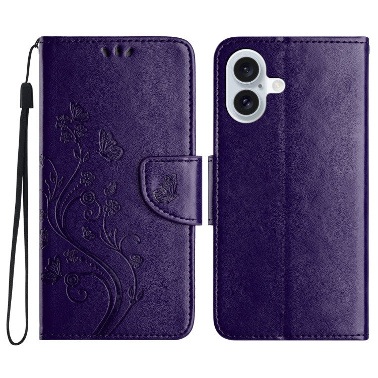 Butterfly Flower Pattern Flip Leather Phone Case, For iPhone 16 Pro, For iPhone 16 Plus, For iPhone 16, For iPhone 15 Pro Max, For iPhone 15 Pro, For iPhone 15 Plus