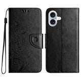 Butterfly Flower Pattern Flip Leather Phone Case, For iPhone 16 Pro, For iPhone 16 Plus, For iPhone 16, For iPhone 15 Pro Max, For iPhone 15 Pro, For iPhone 15 Plus